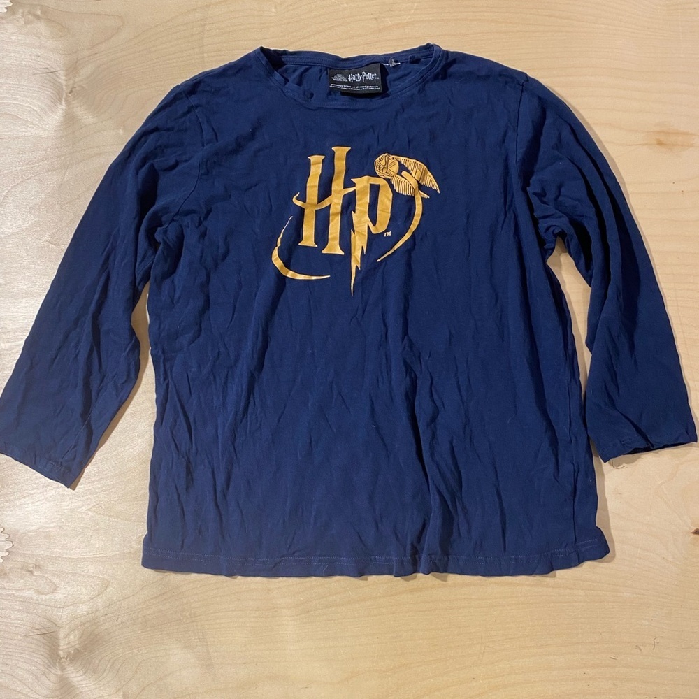 Warner Bros. Navy and Gold Harry Potter Long Sleeve Tee Large (OY)